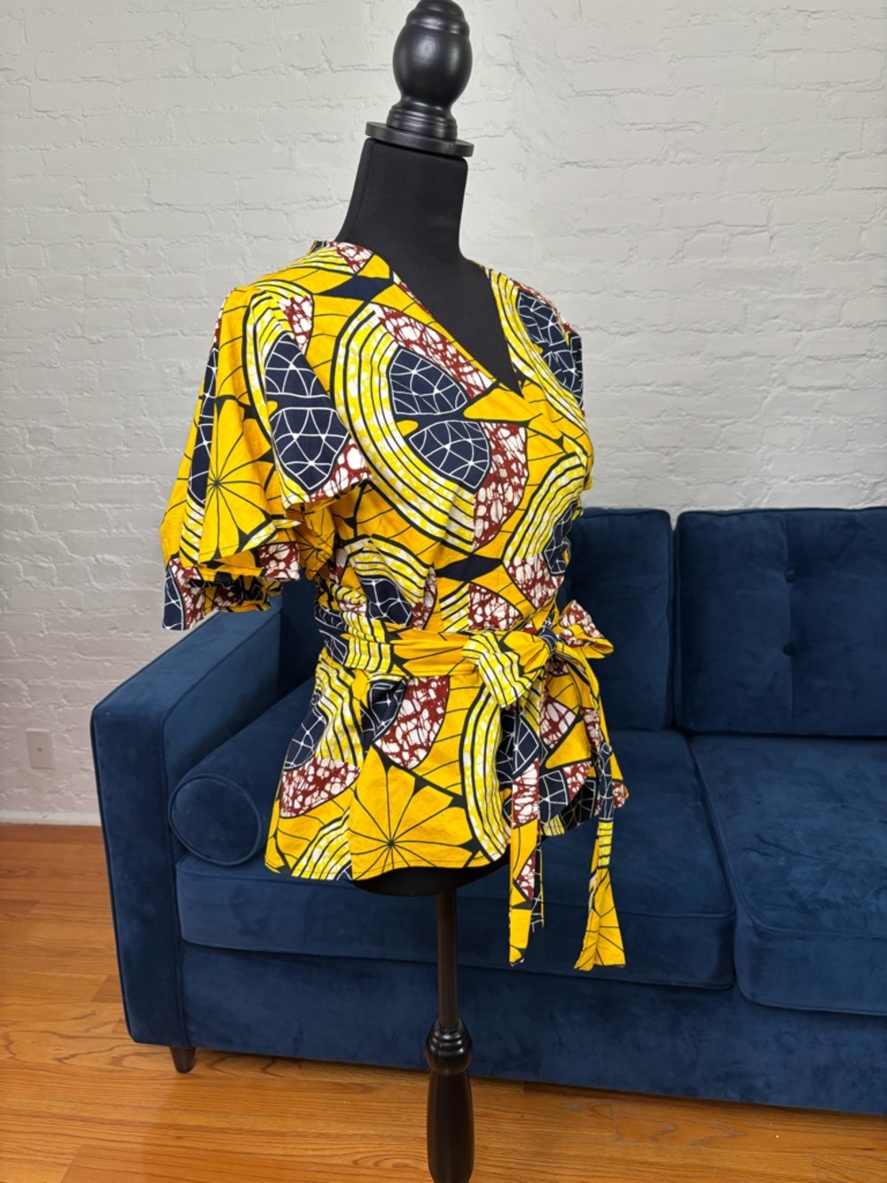 Suakoko Betty African Print Wrap Blouse with Tie Waist - XL - Picture 5 of 7